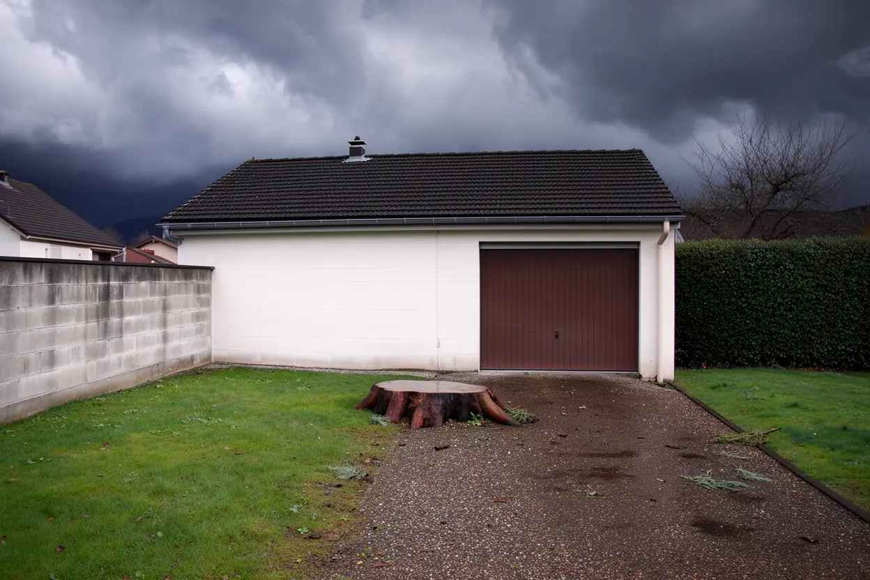 Terrain dégagé après démontage du conifère à Pfastatt